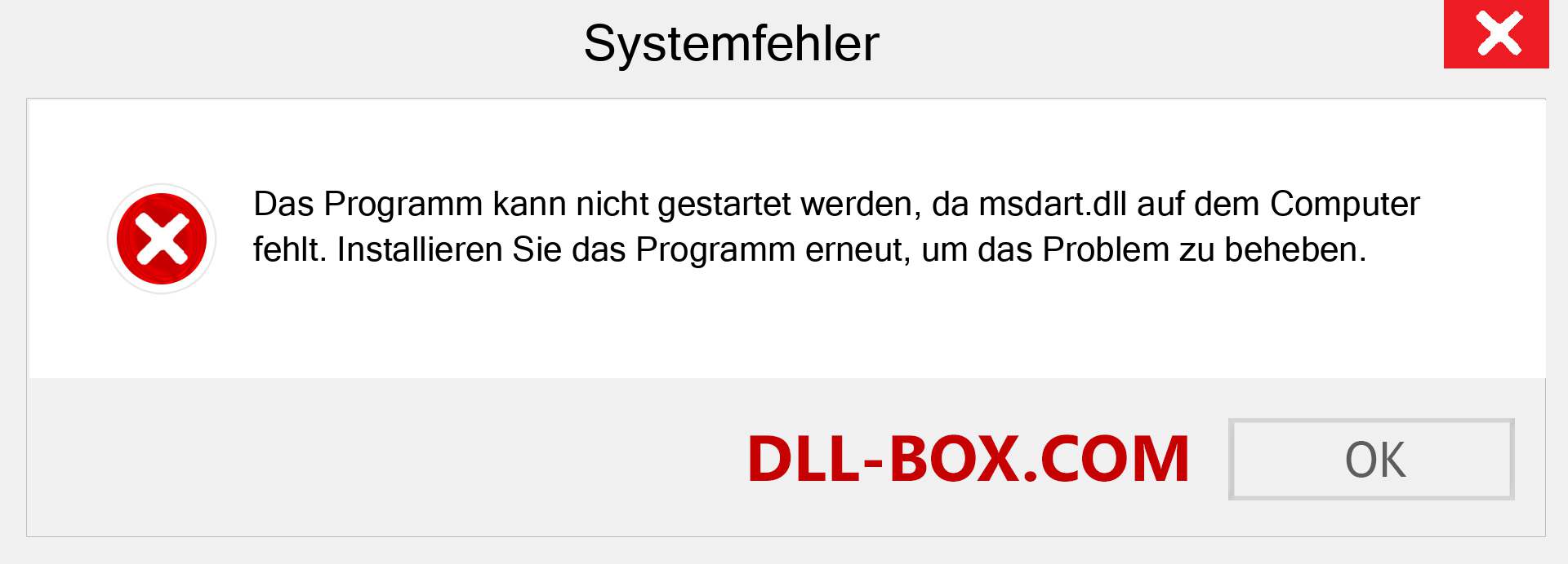 msdart.dll-Datei fehlt?. Download für Windows 7, 8, 10 - Fix msdart dll Missing Error unter Windows, Fotos, Bildern